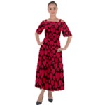 Valentines Day Hearts Pattern Love Red Shoulder Straps Boho Maxi Dress 