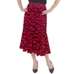 Valentines Day Hearts Pattern Love Red Midi Mermaid Skirt