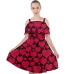 Valentines Day Hearts Pattern Love Red Cut Out Shoulders Dress