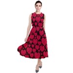 Valentines Day Hearts Pattern Love Red Round Neck Boho Dress