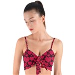 Valentines Day Hearts Pattern Love Red Woven Tie Front Bralet