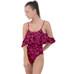 Valentines Day Hearts Pattern Love Red Drape Piece Swimsuit