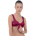 Valentines Day Hearts Pattern Love Red Front Tie Bikini Top