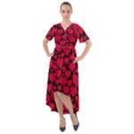 Valentines Day Hearts Pattern Love Red Front Wrap High Low Dress