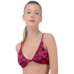 Valentines Day Hearts Pattern Love Red Knot Up Bikini Top