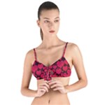 Valentines Day Hearts Pattern Love Red Tie Up Cut Bikini Top