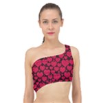 Valentines Day Hearts Pattern Love Red Spliced Up Bikini Top 