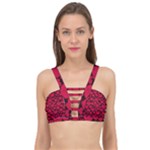 Valentines Day Hearts Pattern Love Red Cage Up Bikini Top