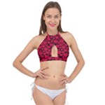 Valentines Day Hearts Pattern Love Red Cross Front Halter Bikini Top