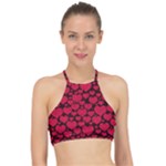 Valentines Day Hearts Pattern Love Red Halter Bikini Top