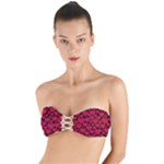 Valentines Day Hearts Pattern Love Red Twist Bandeau Bikini Top