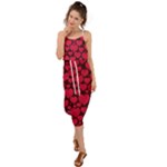 Valentines Day Hearts Pattern Love Red Waist Tie Cover Up Chiffon Dress