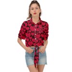 Valentines Day Hearts Pattern Love Red Tie Front Shirt 