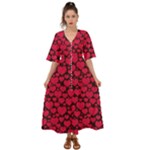 Valentines Day Hearts Pattern Love Red Kimono Sleeve Boho Dress