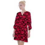 Valentines Day Hearts Pattern Love Red Open Neck Shift Dress