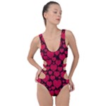 Valentines Day Hearts Pattern Love Red Side Cut Out Swimsuit