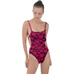 Valentines Day Hearts Pattern Love Red Tie Strap One Piece Swimsuit