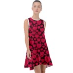 Valentines Day Hearts Pattern Love Red Frill Swing Dress