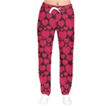 Valentines Day Hearts Pattern Love Red Women Velvet Drawstring Pants