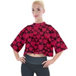 Valentines Day Hearts Pattern Love Red Mock Neck T-Shirt