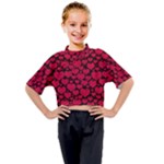 Valentines Day Hearts Pattern Love Red Kids Mock Neck T-Shirt