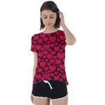 Valentines Day Hearts Pattern Love Red Short Sleeve Open Back T-Shirt