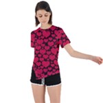 Valentines Day Hearts Pattern Love Red Asymmetrical Short Sleeve Sports T-Shirt