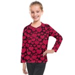 Valentines Day Hearts Pattern Love Red Kids  Long Mesh T-Shirt