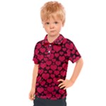 Valentines Day Hearts Pattern Love Red Kids  Polo T-Shirt