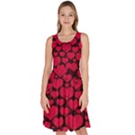 Valentines Day Hearts Pattern Love Red Knee Length Skater Dress With Pockets