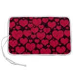 Valentines Day Hearts Pattern Love Red Pen Storage Case (M)