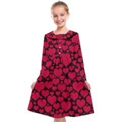 Valentines Day Hearts Pattern Love Red Kids  Midi Sailor Dress from ArtsNow.com