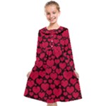 Valentines Day Hearts Pattern Love Red Kids  Midi Sailor Dress