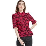 Valentines Day Hearts Pattern Love Red Frill Neck Blouse