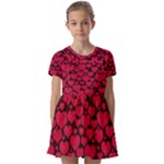 Valentines Day Hearts Pattern Love Red Kids  Short Sleeve Pinafore Style Dress