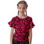 Valentines Day Hearts Pattern Love Red Kids  Cut Out Flutter Sleeves