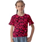 Valentines Day Hearts Pattern Love Red Kids  Cuff Sleeve Scrunch Bottom T-Shirt