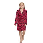 Valentines Day Hearts Pattern Love Red Kids  Long Sleeve Velvet Lounge Robe