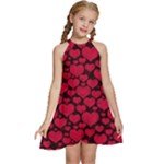 Valentines Day Hearts Pattern Love Red Kids  Halter Collar Waist Tie Chiffon Dress