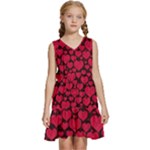 Valentines Day Hearts Pattern Love Red Kids  Sleeveless Tiered Mini Dress