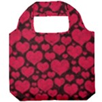 Valentines Day Hearts Pattern Love Red Foldable Grocery Recycle Bag