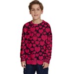 Valentines Day Hearts Pattern Love Red Kids  Crewneck Sweatshirt