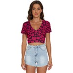 Valentines Day Hearts Pattern Love Red V-Neck Crop Top