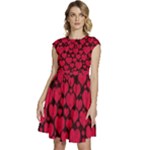 Valentines Day Hearts Pattern Love Red Cap Sleeve High Waist Dress