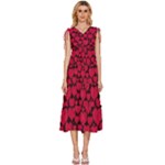 Valentines Day Hearts Pattern Love Red V-Neck Drawstring Shoulder Sleeveless Maxi Dress