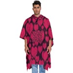 Valentines Day Hearts Pattern Love Red Men s Hooded Rain Ponchos