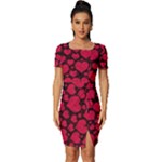 Valentines Day Hearts Pattern Love Red Fitted Knot Split End Bodycon Dress