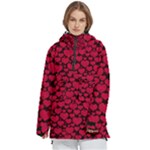 Valentines Day Hearts Pattern Love Red Women s Pullover Zip Ski and Snowboard Waterproof Breathable Jacket