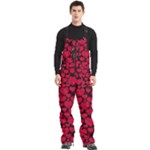 Valentines Day Hearts Pattern Love Red Men s Front Zip Ski And Snowboard Bib Pants