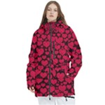 Valentines Day Hearts Pattern Love Red Women s Multi Pockets Zip Ski and Snowboard Waterproof Breathable Jacket